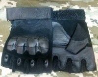 Тактичні рукавички без пальців з накладками ERGO Black